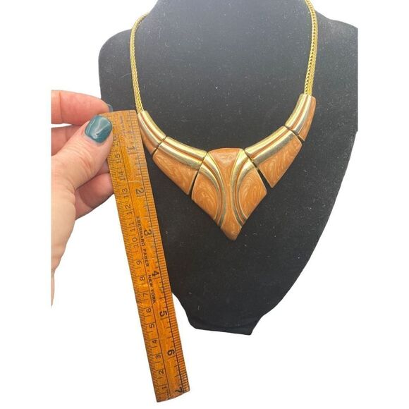 Vintage Enamel Choker Necklace gold tone with copper/gold enamel 1980s - Picture 2 of 8